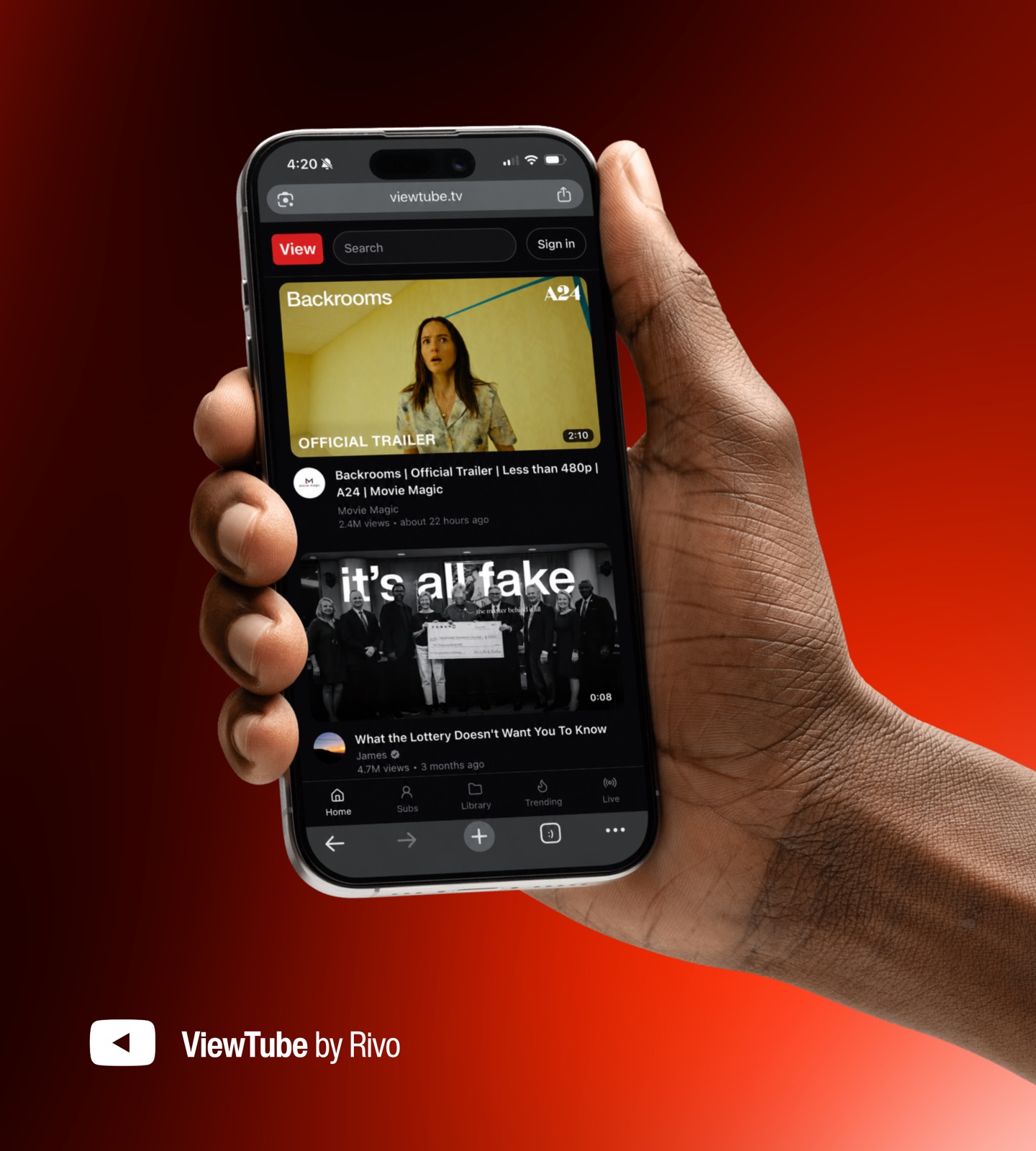 ViewTube on a phone